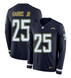 Nike Chargers 25 Chris Harris Jr Navy Blue Team Color Men Stitched NFL Limited Therma Long Sleeve Jersey