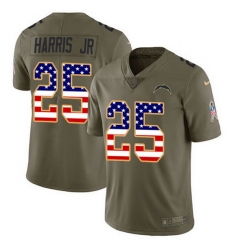 Nike Chargers 25 Chris Harris Jr Olive USA Flag Men Stitched NFL Limited 2017 Salute To Service Jersey