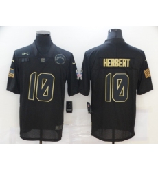 Nike Los Angeles Chargers 10 Justin Herbert Black 2020 Salute To Service Limited Jersey