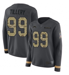 Chargers 99 Jerry Tillery Anthracite Salute to Service Women Stitched Football Limited Therma Long Sleeve Jersey