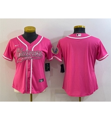 Women Los Angeles Chargers Blank Pink With Patch Cool Base Stitched Baseball Jersey
