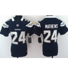 Women Nike San Diego Chargers 24# Ryan Mathews Dark Blue Nike NFL Jerseys