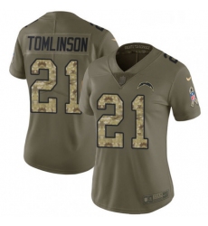 Womens Nike Los Angeles Chargers 21 LaDainian Tomlinson Limited OliveCamo 2017 Salute to Service NFL Jersey
