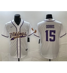 Men Minnesota Vikings 15 Josh Dobbs White Cool Base Stitched Baseball Jersey