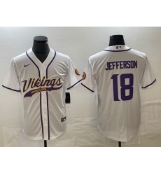 Men Minnesota Vikings 18 Justin Jefferson White Cool Base Stitched Baseball Jersey