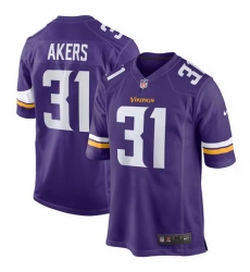 Men Minnesota Vikings 31 Cam Akers Purple Stitched Game Jersey
