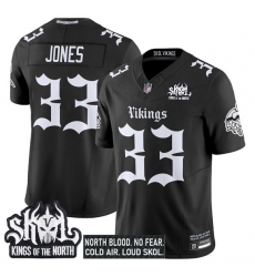 Men Minnesota Vikings 33 Aaron Jones Black 2025 F U S E  Kings of the North Patch Gothic Norseblood Edition Vapor Untouchable Limited Stitched Football Jer