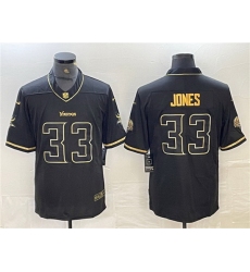Men Minnesota Vikings 33 Aaron Jones Black Golden Edition Limited Stitched Jersey