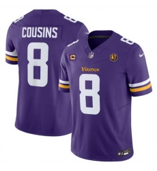 Men Minnesota Vikings 8 Kirk Cousins Purple 2023 F U S E  With 4 Star C Patch And John Madden Patch Vapor Limited Stitched Football Jersey