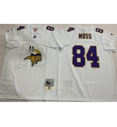 Men Minnesota Vikings 84 Randy Moss White Throwback Stitched Football Jersey