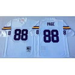 Men Minnesota Vikings 88 Alan Page White M&N Throwback Jersey