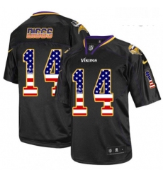 Mens Nike Minnesota Vikings 14 Stefon Diggs Elite Black USA Flag Fashion NFL Jersey