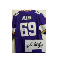 Nike Minnesota Vikings 69 Jared Allen Purple Elite Signed NFL Jersey