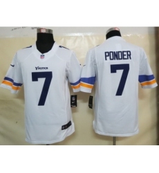 Nike Minnesota Vikings 7 Christian Ponder White Limited NFL Jersey