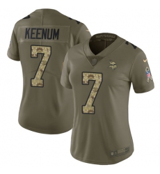 Nike Vikings #7 Case Keenum Olive Camo Womens Stitched NFL Limited 2017 Salute to Service Jersey