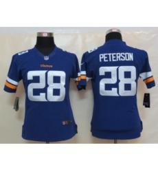 Women New Nike Minnesota Vikings #28 Peterson Purple Jerseys