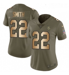 Womens Nike Minnesota Vikings 22 Harrison Smith Limited OliveGold 2017 Salute to Service NFL Jersey