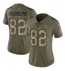 Womens Nike Minnesota Vikings 82 Kyle Rudolph Limited OliveCamo 2017 Salute to Service NFL Jersey