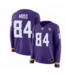 Womens Nike Minnesota Vikings 84 Randy Moss Limited Purple Therma Long Sleeve NFL Jersey