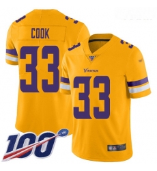 Vikings #33 Dalvin Cook Gold Youth Stitched Football Limited Inverted Legend 100th Season Jersey