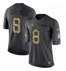 Youth Nike Minnesota Vikings 8 Kirk Cousins Limited Black 2016 Salute to Service NFL Jersey