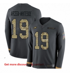 Eagles 19 JJ Arcega Whiteside Anthracite Salute to Service Men Stitched Football Limited Therma Long Sleeve Jersey