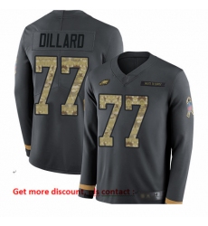 Eagles 77 Andre Dillard Anthracite Salute to Service Men Stitched Football Limited Therma Long Sleeve Jersey