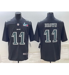 Men Philadelphia Eagles 11 A J  Brown Black Green Super Bowl LVII Patch Vapor Untouchable Limited Stitched Jersey