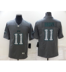 Men Philadelphia Eagles 11 A J Brown Gray Fashion Static Limited Stitched Jerse