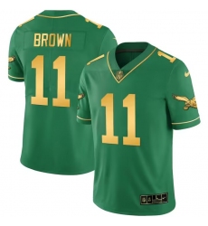 Men Philadelphia Eagles 11 A J  Brown Green gold Vapor Untouchable Limited Stitched Football Jersey