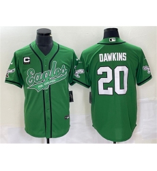 Men Philadelphia Eagles 20 Brian Dawkins Green With C Patch Cool Base Stitched Baseball Jersey