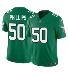 Men Philadelphia Eagles 50 Jaelan Phillips Kelly Green 2025 F U S E Vapor Untouchable Limited Throwback Stitched Football Jersey Men Philadelphia Eagles 50 Jaelan Phillips Kelly Green 2025 F U S E Vapor Untouchable Limited Throwback Stitched Football Jersey