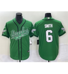Men Philadelphia Eagles 6 DeVonta Smith Green Cool Base Stitched Baseball Jersey