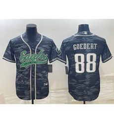 Men Philadelphia Eagles 88 Dallas Goedert Grey Camo With Patch Cool Base Stitched Baseball Jersey
