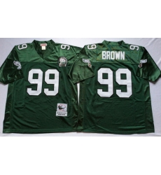 Men Philadelphia Eagles 99 Jerome Brown Green M&N Throwback Jersey