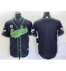 Men Philadelphia Eagles Blank Black With C Patch Cool Base Stitched Baseball Jersey