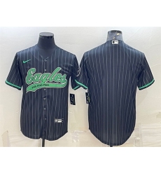 Men Philadelphia Eagles Blank Black With Patch Cool Base Stitched Baseball Jersey