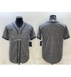 Men Philadelphia Eagles Blank Grey With Patch Cool Base Stitched Baseball Jersey