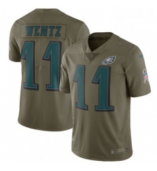 Mens Nike Philadelphia Eagles 11 Carson Wentz Limited Olive 2017 Salute to Service NFL Jersey