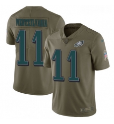 Mens Nike Philadelphia Eagles 11 Carson Wentz Limited Olive 2017 Salute to Service Wentzylvania NFL Jersey