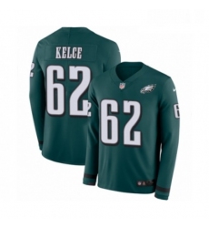 Mens Nike Philadelphia Eagles 62 Jason Kelce Limited Green Therma Long Sleeve NFL Jersey