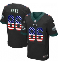 Mens Nike Philadelphia Eagles 86 Zach Ertz Elite Black Alternate USA Flag Fashion NFL Jersey
