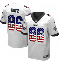 Mens Nike Philadelphia Eagles 86 Zach Ertz Elite White Road USA Flag Fashion NFL Jersey