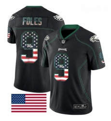 Mens Nike Philadelphia Eagles 9 Nick Foles Limited Black Rush USA Flag NFL Jersey