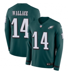 Nike Eagles #14 Mike Wallace Midnight Green Team Color Men Stitched NFL Limited Therma Long Sleeve Jersey
