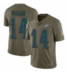 Nike Eagles #14 Mike Wallace Olive Mens Stitched NFL Limited 2017 Salute To Service Jersey