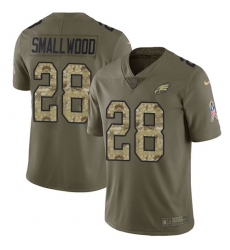 Nike Eagles #28 Wendell Smallwood Olive Camo Men Stitched NFL Limited 2017 Salute To Service Jersey