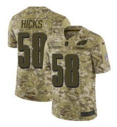 Nike Eagles #58 Jordan Hicks Camo Mens Stitched NFL Limited 2018 Salute To Service Jersey