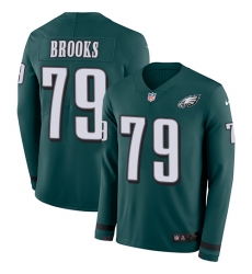 Nike Eagles #79 Brandon Brooks Midnight Green Team Color Men Stitched NFL Limited Therma Long Sleeve Jersey