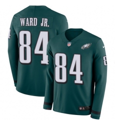 Nike Eagles 84 Greg Ward Jr  Green Team Color Men Stitched NFL Limited Therma Long Sleeve Jersey